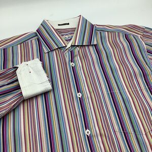Bugatchi Mens Classic Fit Long Sleeve Button‎ Up Shirt Striped Size Large